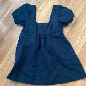Black baby doll dress with puff sleeves